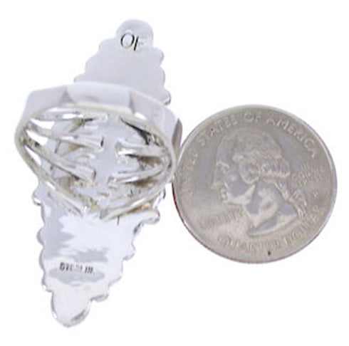 Red Oyster Shell Southwestern Large Statement Ring Size 8-1/4 BW72052